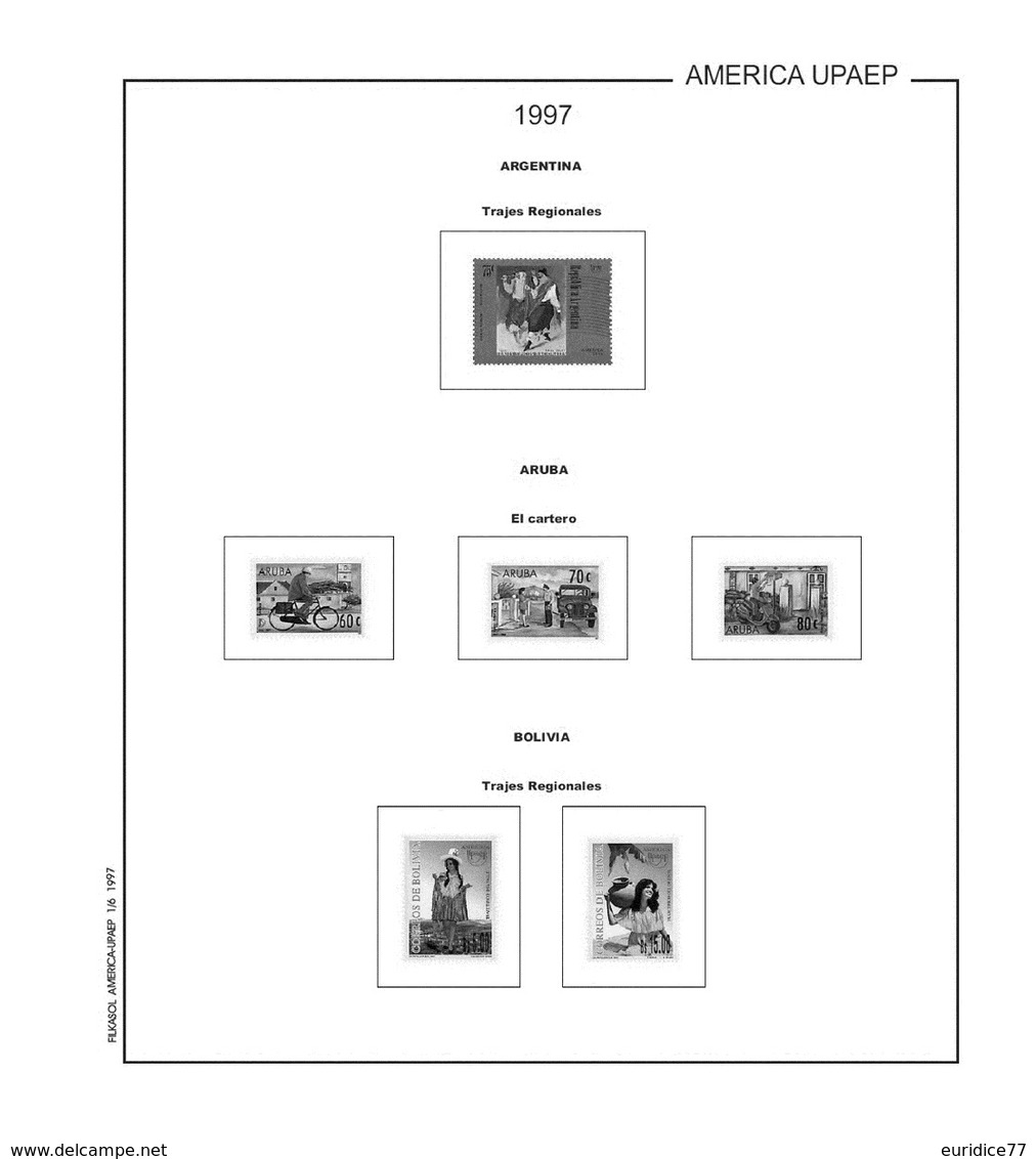 Suplemento Filkasol America U.P.A.E.P. 1995-1999 + Filoestuches HAWID Transparentes - Pre-Impresas