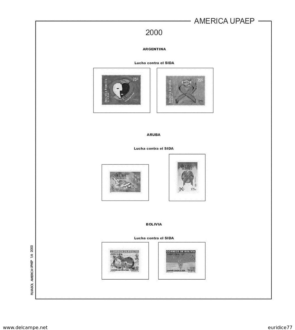 Suplemento Filkasol America U.P.A.E.P. 2000-2004 - Ilustrado Para Album 15 Anillas - Pre-Impresas