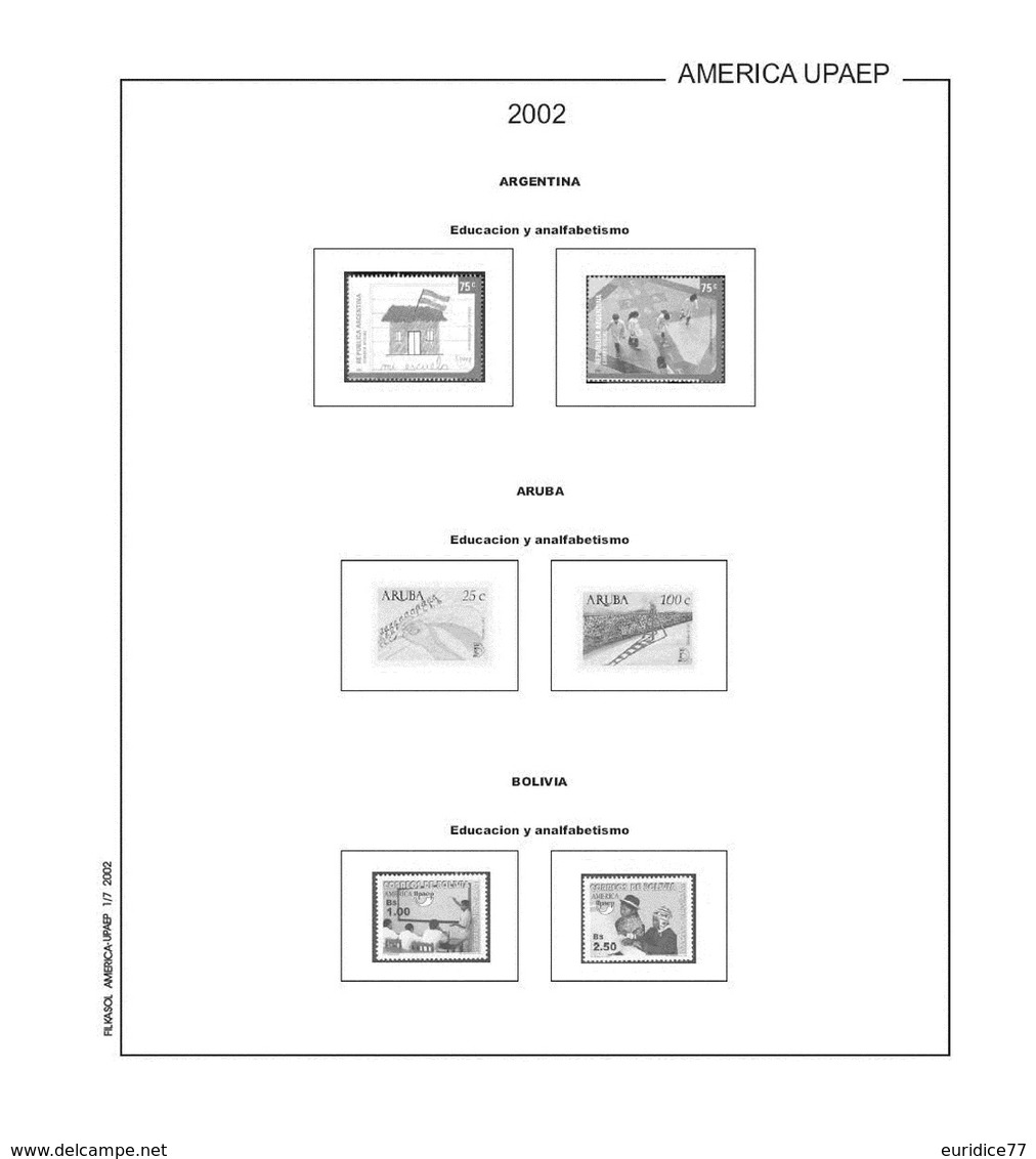 Suplemento Filkasol America U.P.A.E.P. 2000-2004 - Ilustrado Para Album 15 Anillas - Pre-Impresas