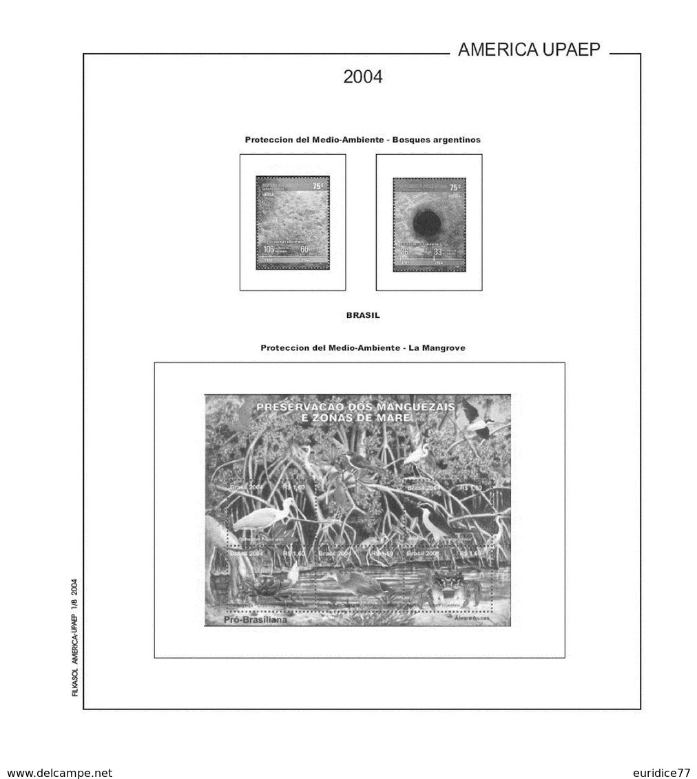 Suplemento Filkasol America U.P.A.E.P. 2000-2004 - Ilustrado Para Album 15 Anillas - Pre-Impresas