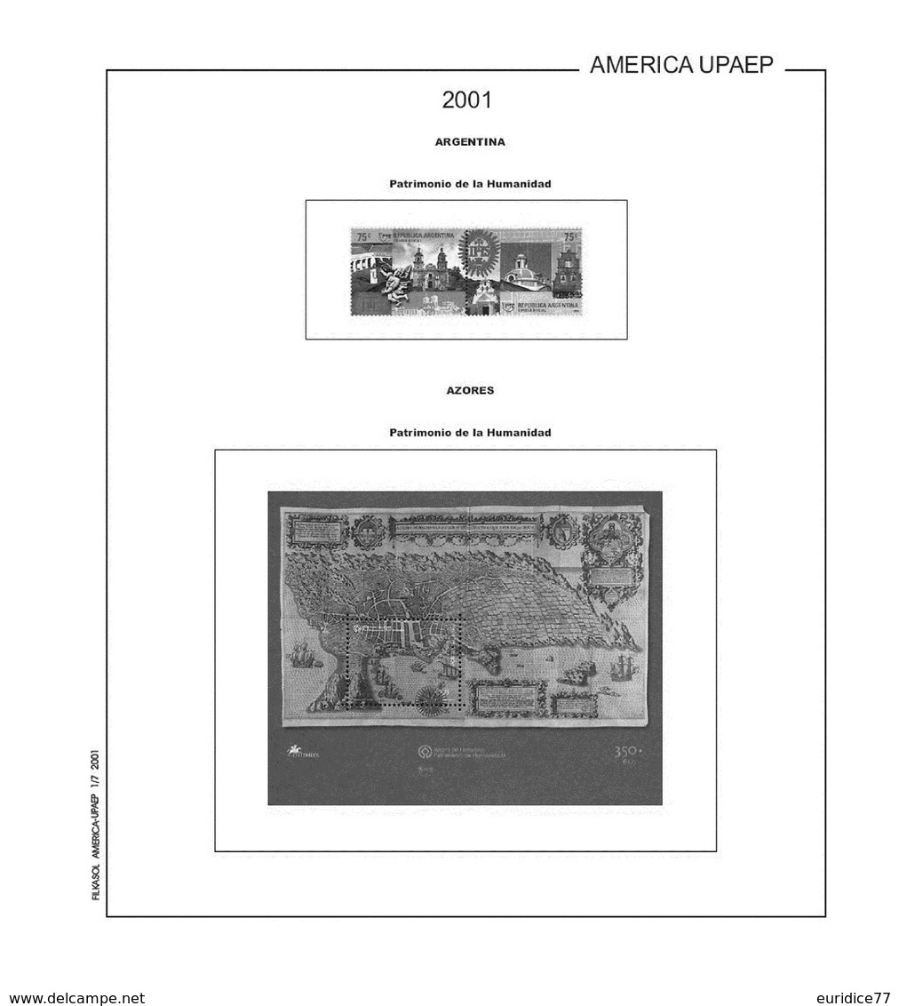 Suplemento Filkasol America U.P.A.E.P. 2000-2004 - Ilustrado Para Album 15 Anillas - Pre-Impresas