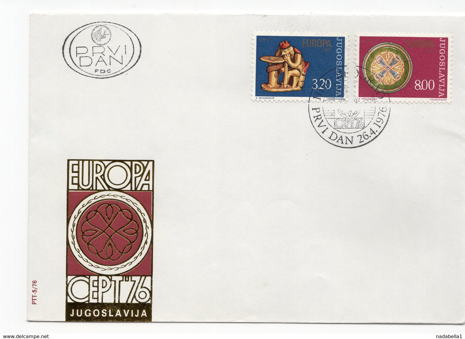 YUGOSLAVIA, FDC, 26.04.1976, COMMEMORATIVE ISSUE: EUROPA CEPT 76 - FDC