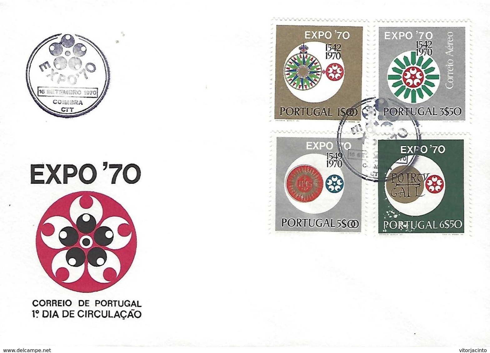 PORTUGAL - Osaka EXPO 1970 - FDC (Postmark - Coimbra) - 1970 – Osaka (Japon)