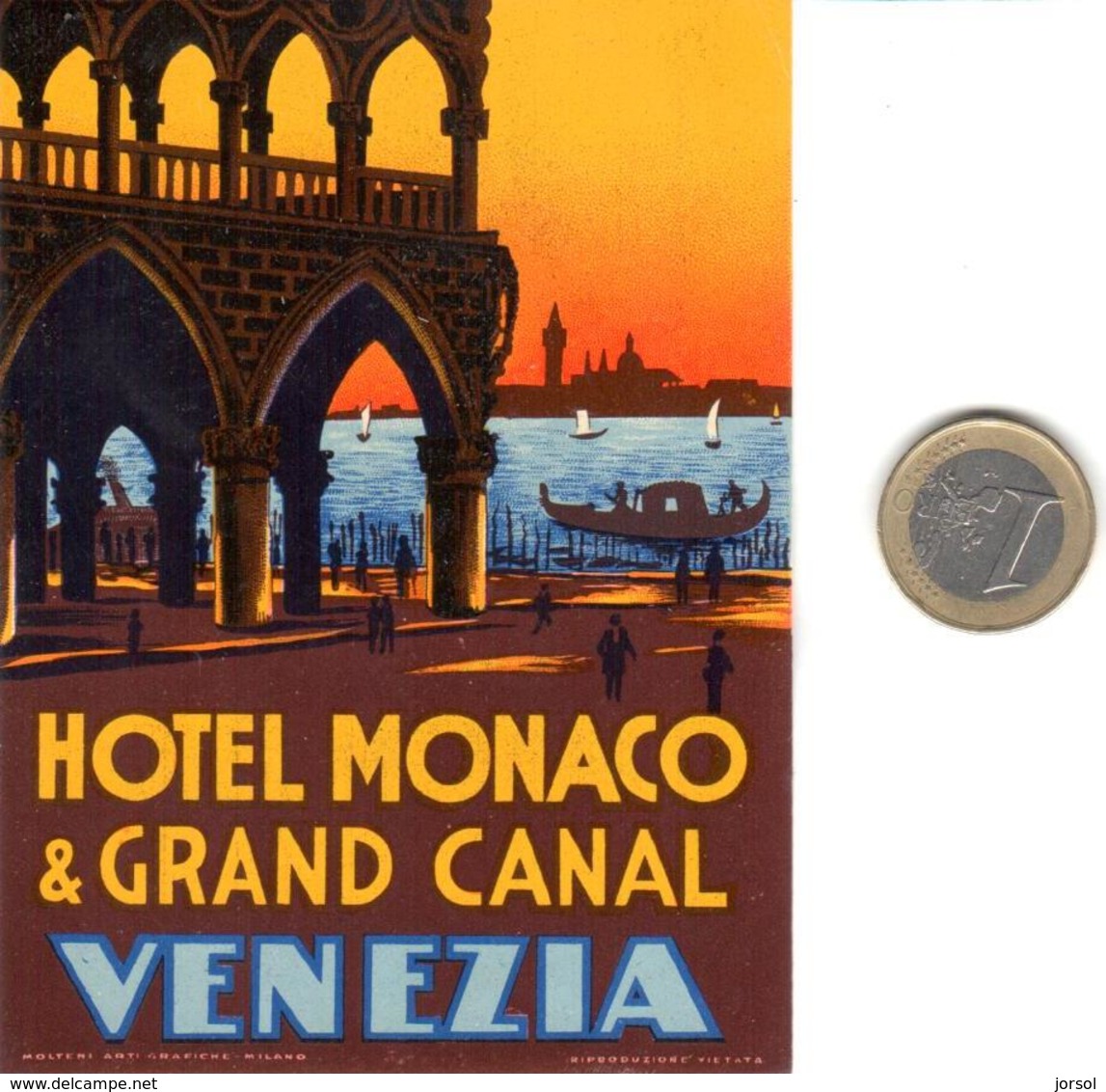 ETIQUETA DE HOTEL  - HOTEL MONACO & GRAND CANAL  -VENEZIA  -ITALIA - Etiquetas De Hotel