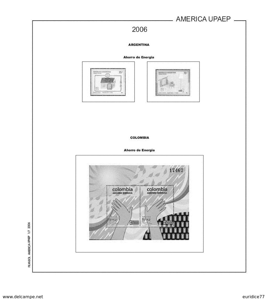 Suplemento Filkasol America U.P.A.E.P. 2005-2009 - Ilustrado Para Album 15 Anillas - Pre-Impresas