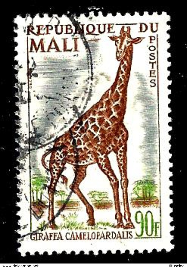 MALI 75° 90f Bleu, Gris Et Brun Animaux Giraffa Camelopardalis (10% De La Cote + 0,25) - Mali (1959-...)