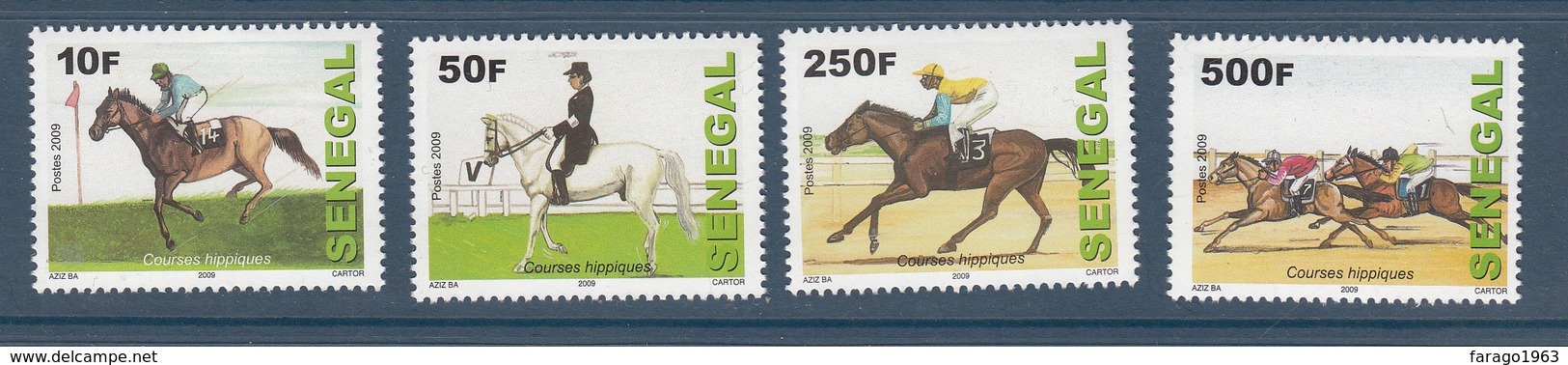 2009 2012 Senegal Horse Racing Horses Chevaux   Complete Set Of 4 MNH  DIFFICULT - Senegal (1960-...)