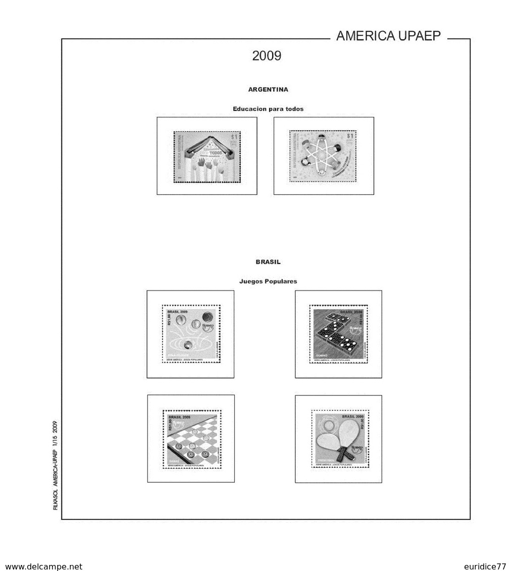 Suplemento Filkasol America U.P.A.E.P. 2005-2009 + Filoestuches HAWID Transparentes - Pre-Impresas