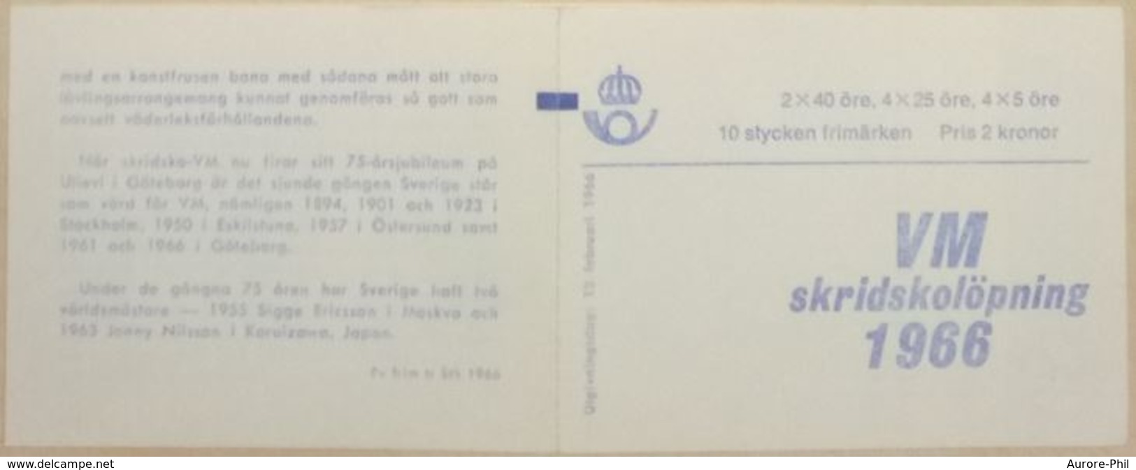 Carnet De Timbres Course De Patin à Glace Suède1966 Sport Olympique D’hiver (C533 Skridskolöpning, Sverige) - Autres & Non Classés