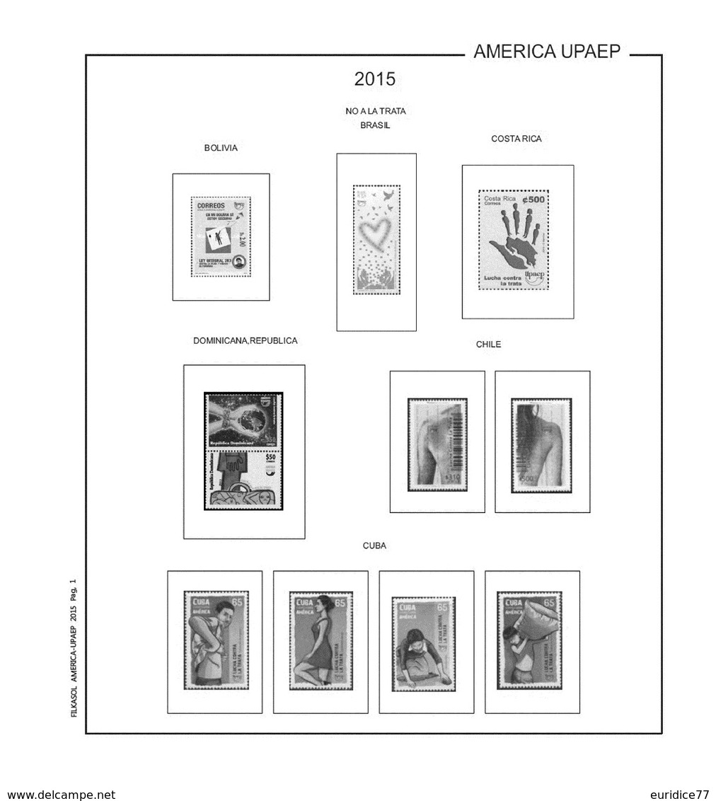 Suplemento Filkasol America U.P.A.E.P. 2015-2018 - Ilustrado Para Album 15 Anillas - Pre-Impresas
