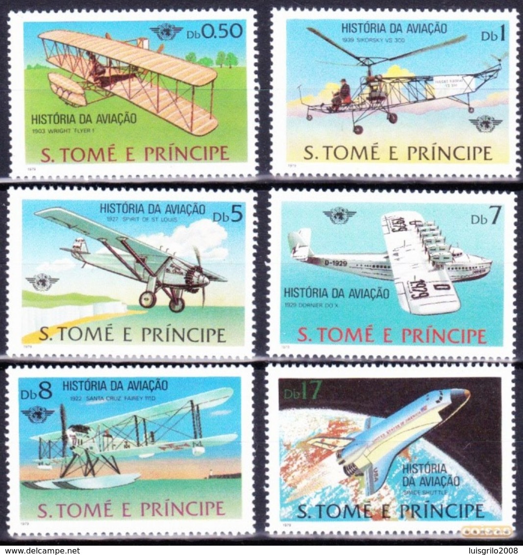 História Da Aviação - S. Tomé E Princípe 1979 // Complete Set - MNH** - São Tomé Und Príncipe