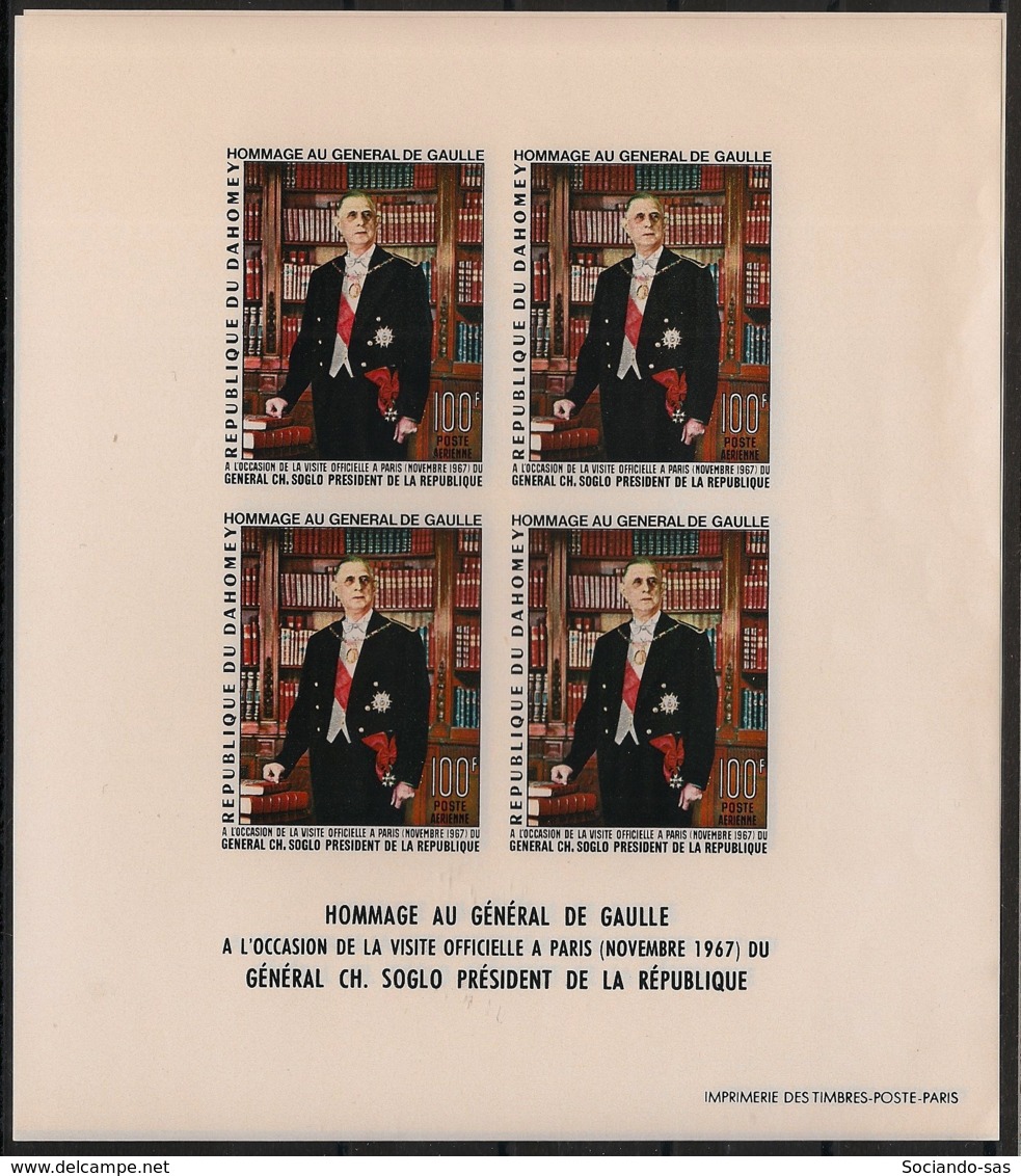 Dahomey - 1967 - Bloc-feuillet BF N°Yv. 11 - De Gaulle - Non Dentelé / Imperf. - Neuf Luxe ** / MNH / Postfrisch - De Gaulle (General)