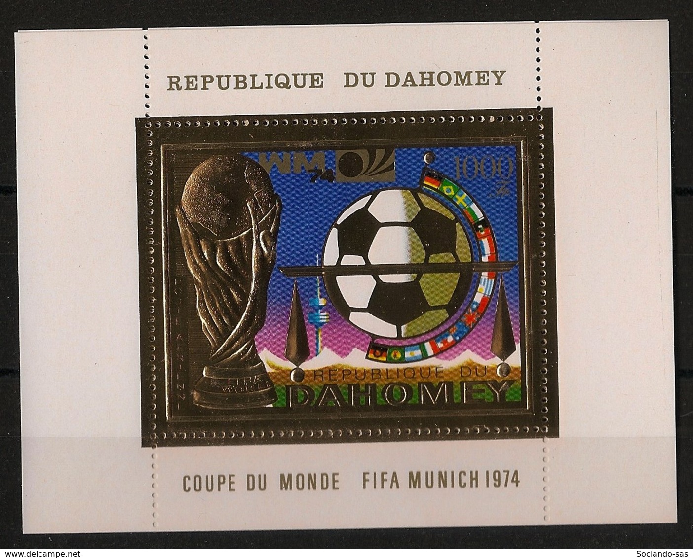 Dahomey - 1974 - Bloc-feuillet BF N°Yv. 22C - Football World Cup - GOLD / OR - Neuf Luxe ** / MNH / Postfrisch - Bénin – Dahomey (1960-...)