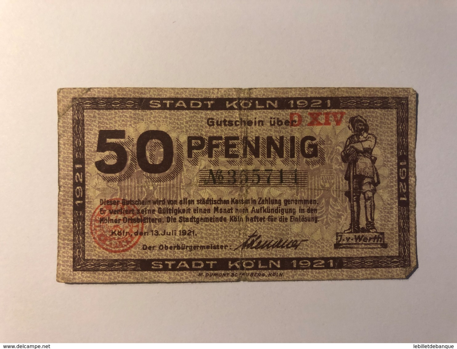 Allemagne Notgeld Koln 50 Pfennig - Collections