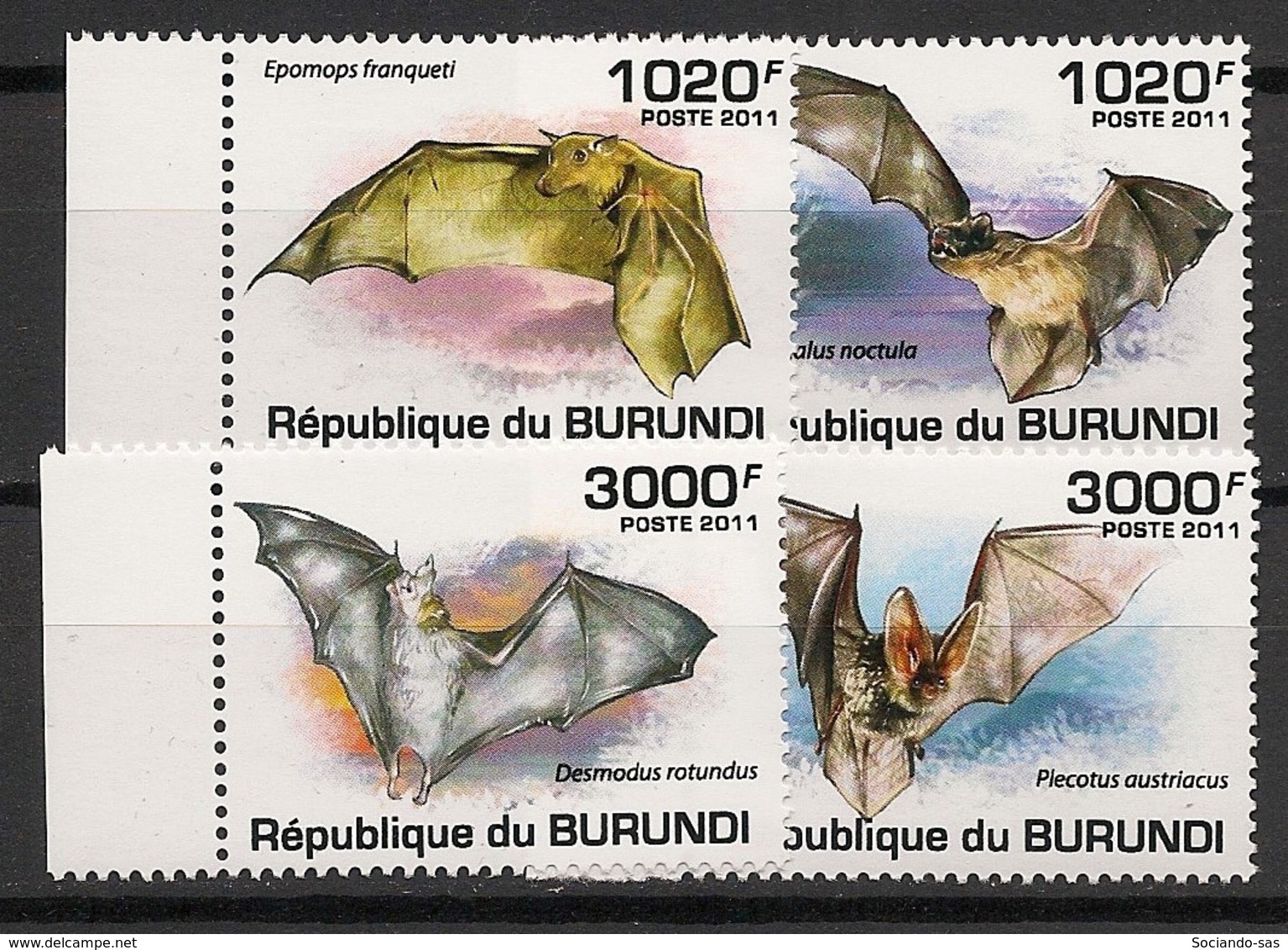 Burundi - 2011 - N°1197 à 1200 - Chauves-souris - Neuf Luxe ** / MNH / Postfrisch - Cote 18€ - Bats