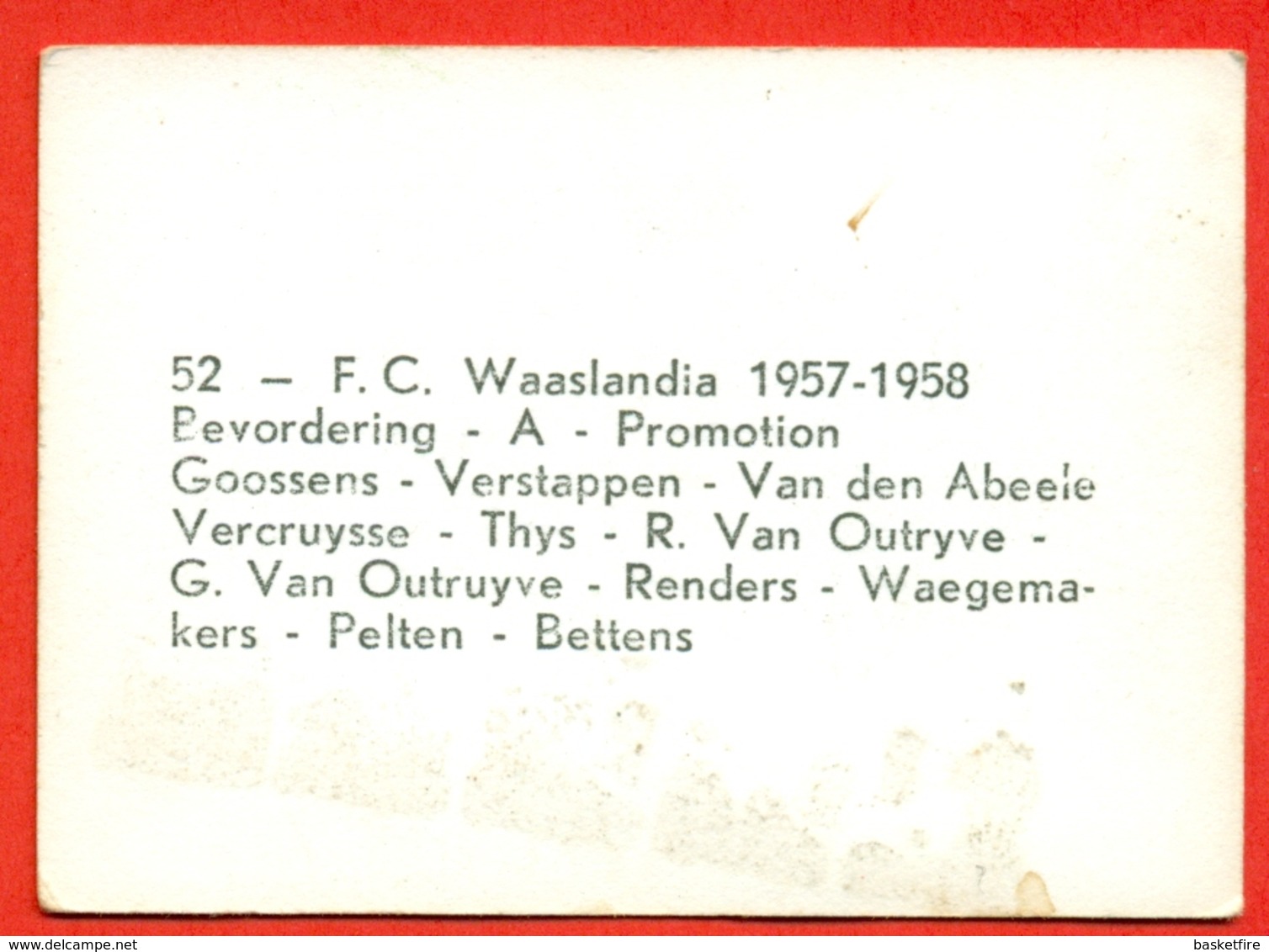 F.C. Waaslandia - 1957-1958 - Bevordering A - Fotochromo 7 X 5 Cm - Autres & Non Classés