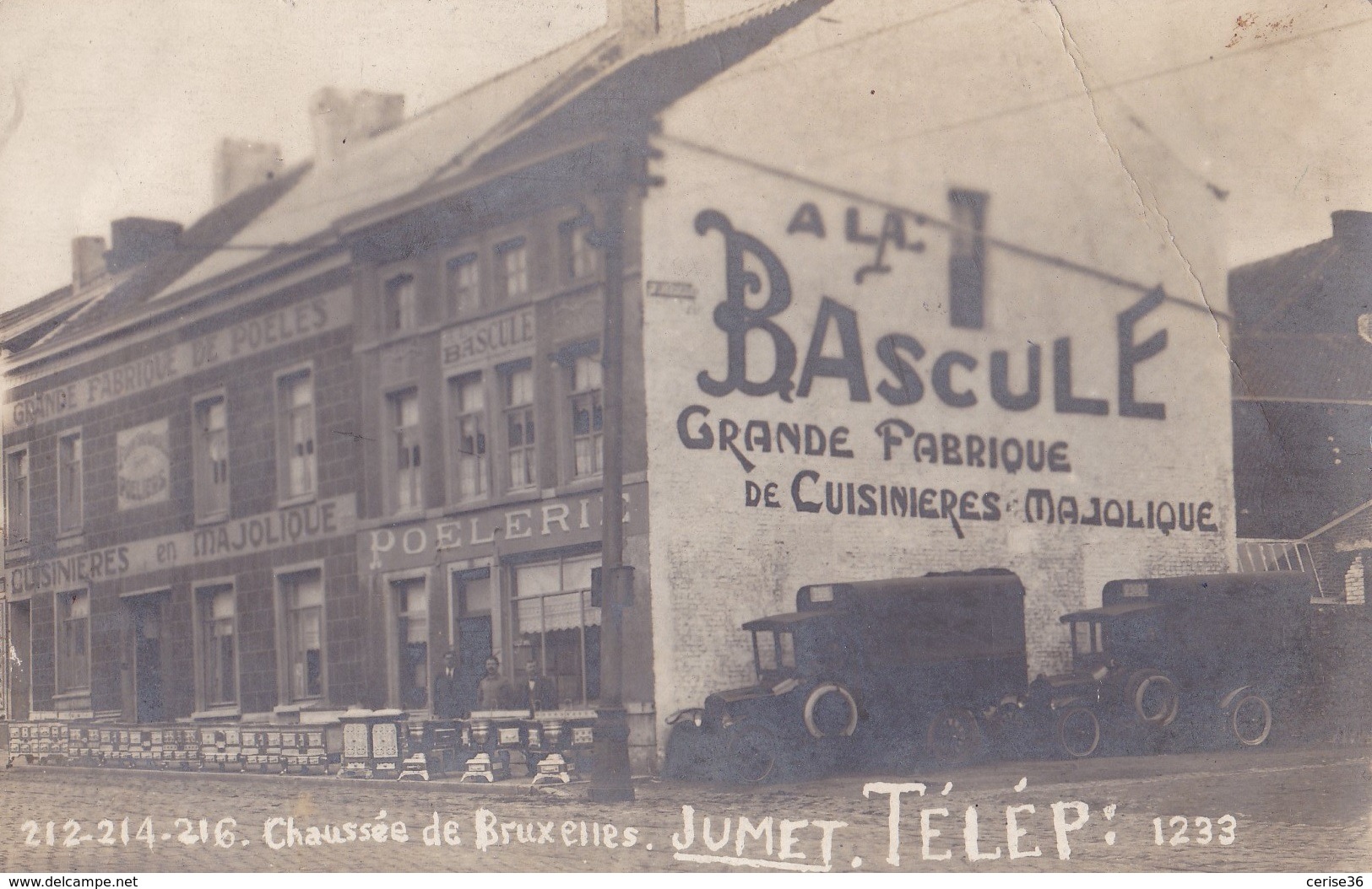 Photo Carte De Jumet Chaussée De Charleroi " A La Bascule " Grande Fabrique De Cuisinières Majolique - Fleurus