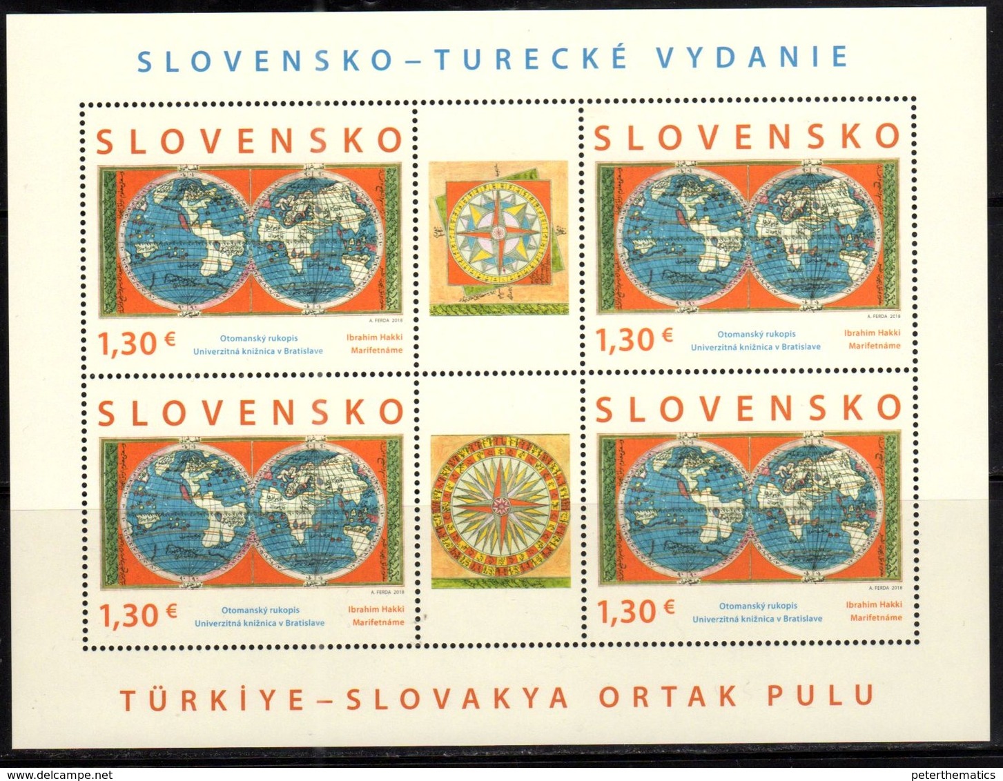 SLOVAKIA, 2018, MNH,JOINT ISSUE WITH TURKEY, OLD MAPS, SHEETLET OF 4v - Joint Issues