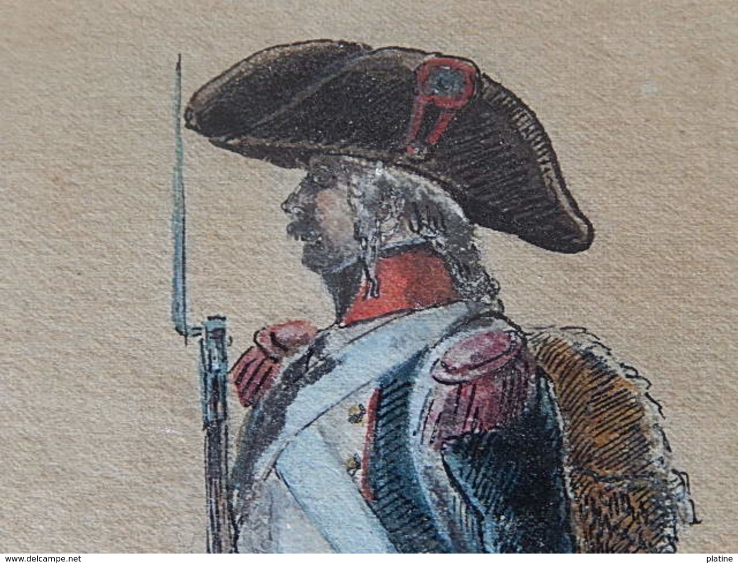 Gouache Soldat D'infanterie 1786 Par Eugène EVRARD - Other & Unclassified