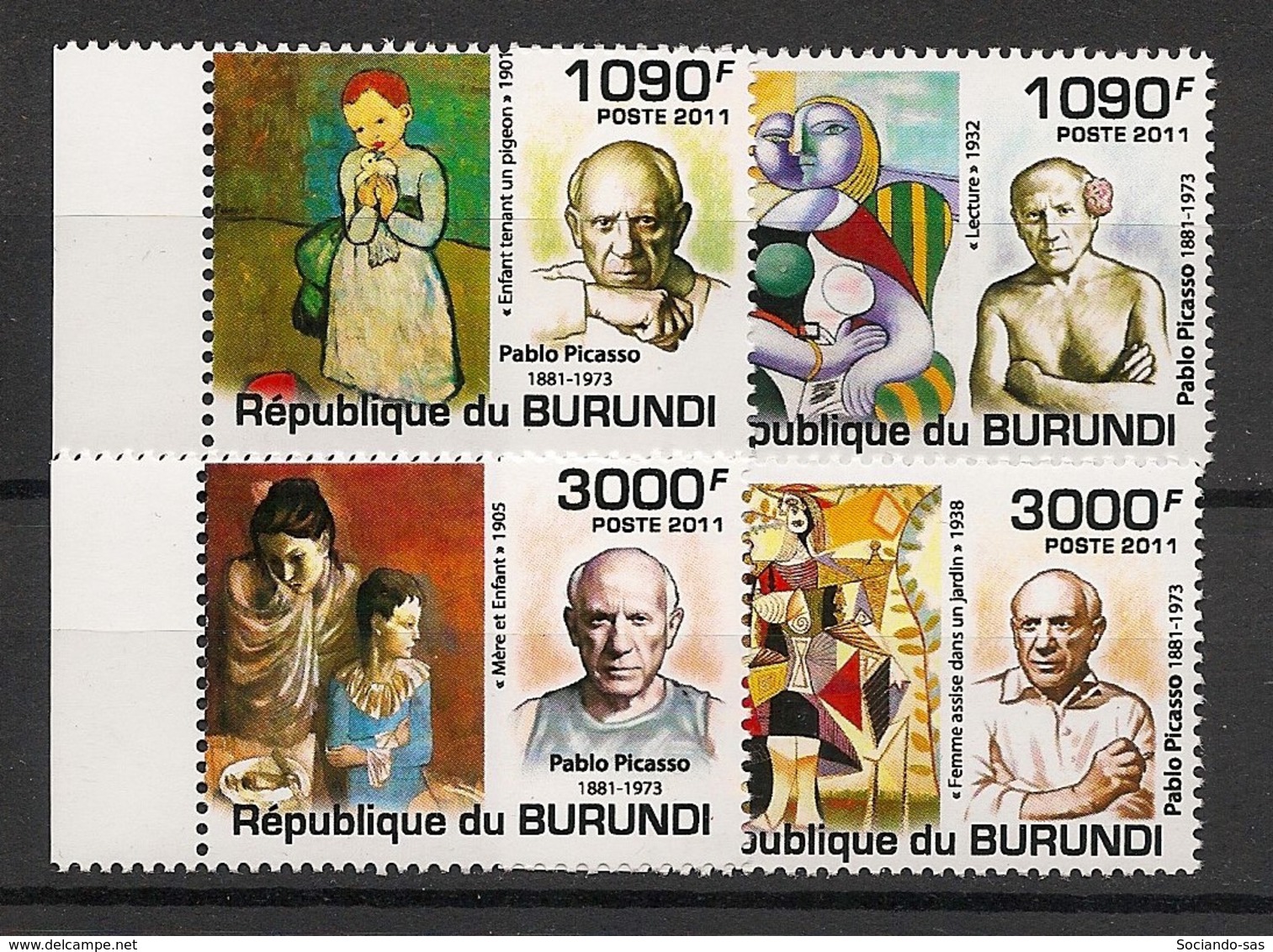 Burundi - 2011 - N°1309 à 1312 - Picasso - Neuf Luxe ** / MNH / Postfrisch - Cote 18€ - Picasso