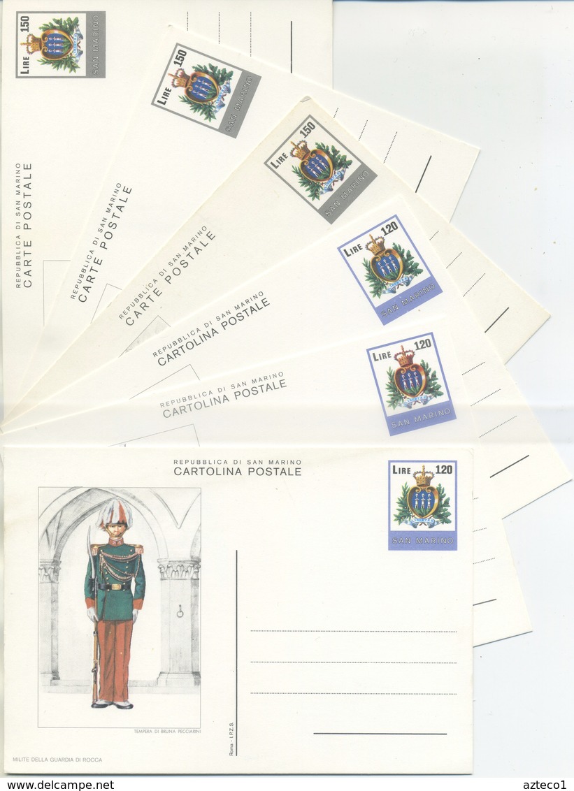 SAN MARINO - CARTOLINA POSTALE  1979 - UNIFORMI - SERIE  COMPLETA DI 6 CARTOLINE  - NUOVA - Postwaardestukken