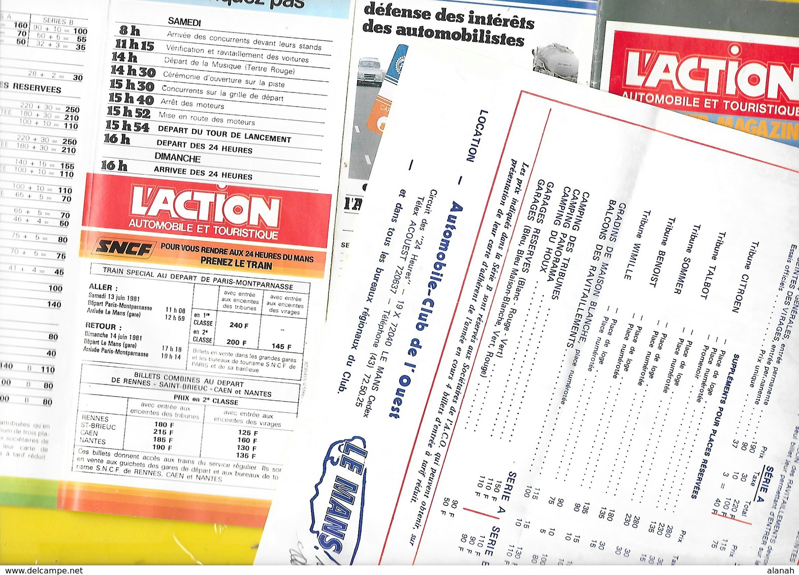 2 Tarifs 1981 & 1983 24H Du MANS Format A4 Recto/verso - Otros & Sin Clasificación