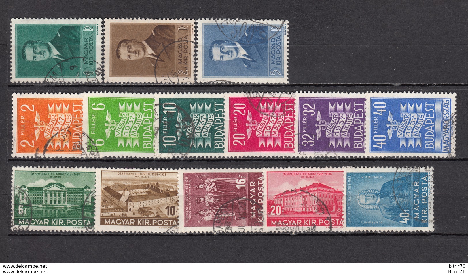 1937 - 1938   YVERT  Nº 484 / 489 , 506 / 508 , 513 / 518 - Usado