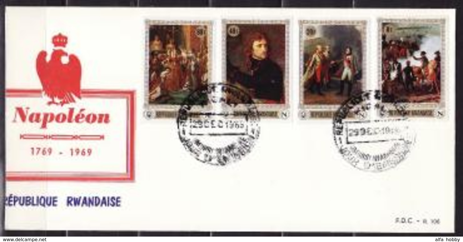 Rwanda, 1969, 200 Years Of Napoleon, Painting, FDC - Napoleon