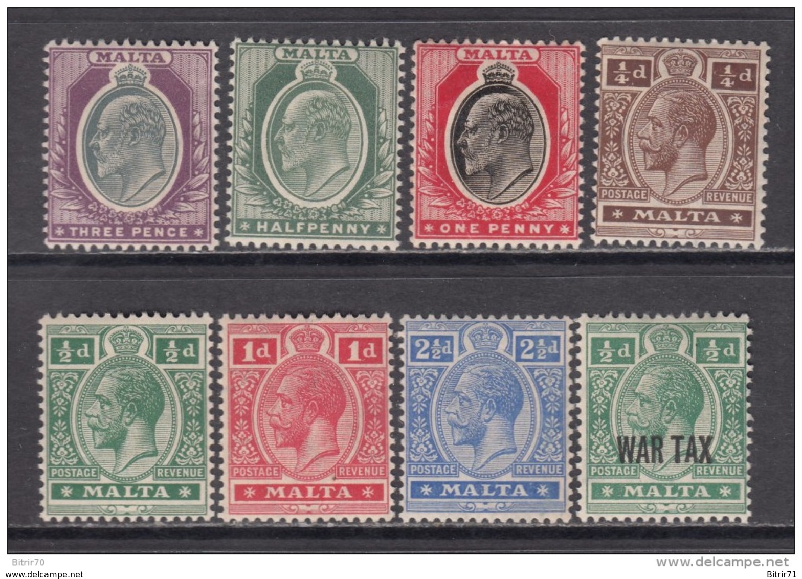 1903  - 1918    YVERT  Nº  22 , 26 , 27 , 42 , 43 , 44 , 46 , 55 ,    / * / - Malta