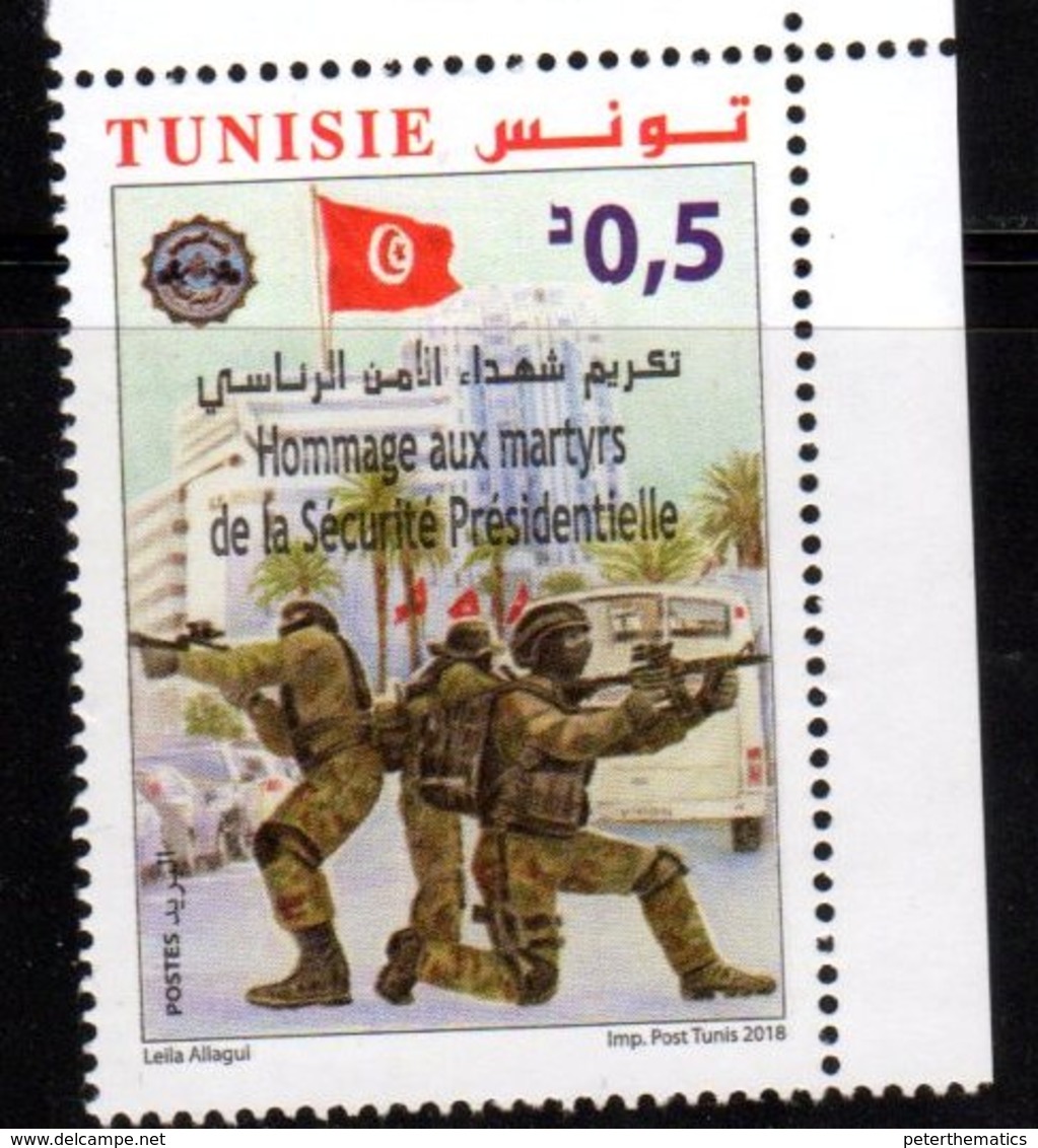 TUNISIA, 2018, MNH, SOLDIERS, MARTYRS OF THE PRESIDENTIAL GUARD,1v - Militaria