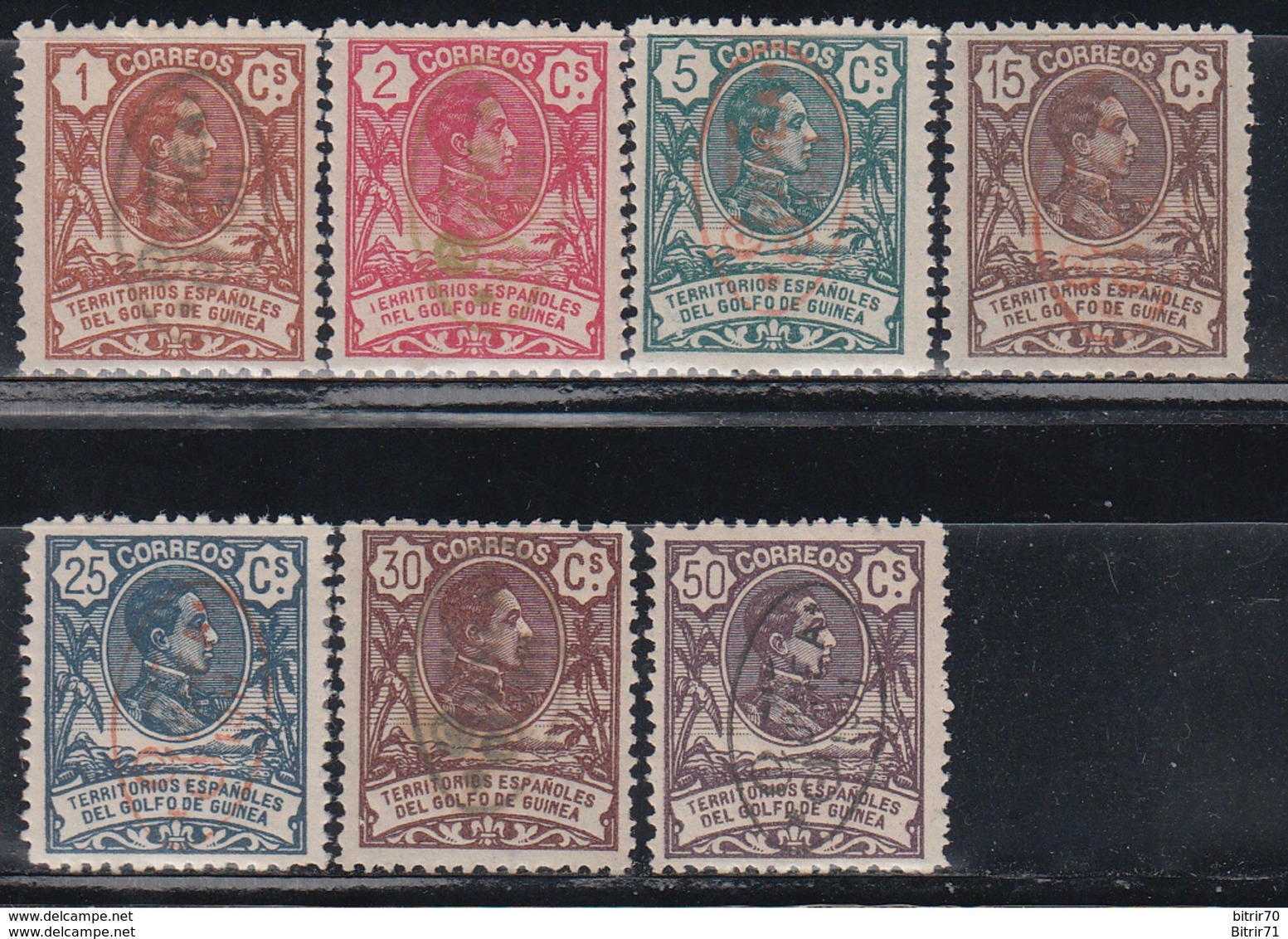 1911  EDIFIL Nº 72, 73, 74, 76, 78, 79, 81, /*/  Tipo I - Guinea Española