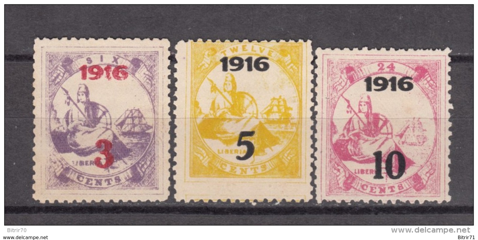 1916  YVERT  Nº 134 / 136   ( * ) - Liberia