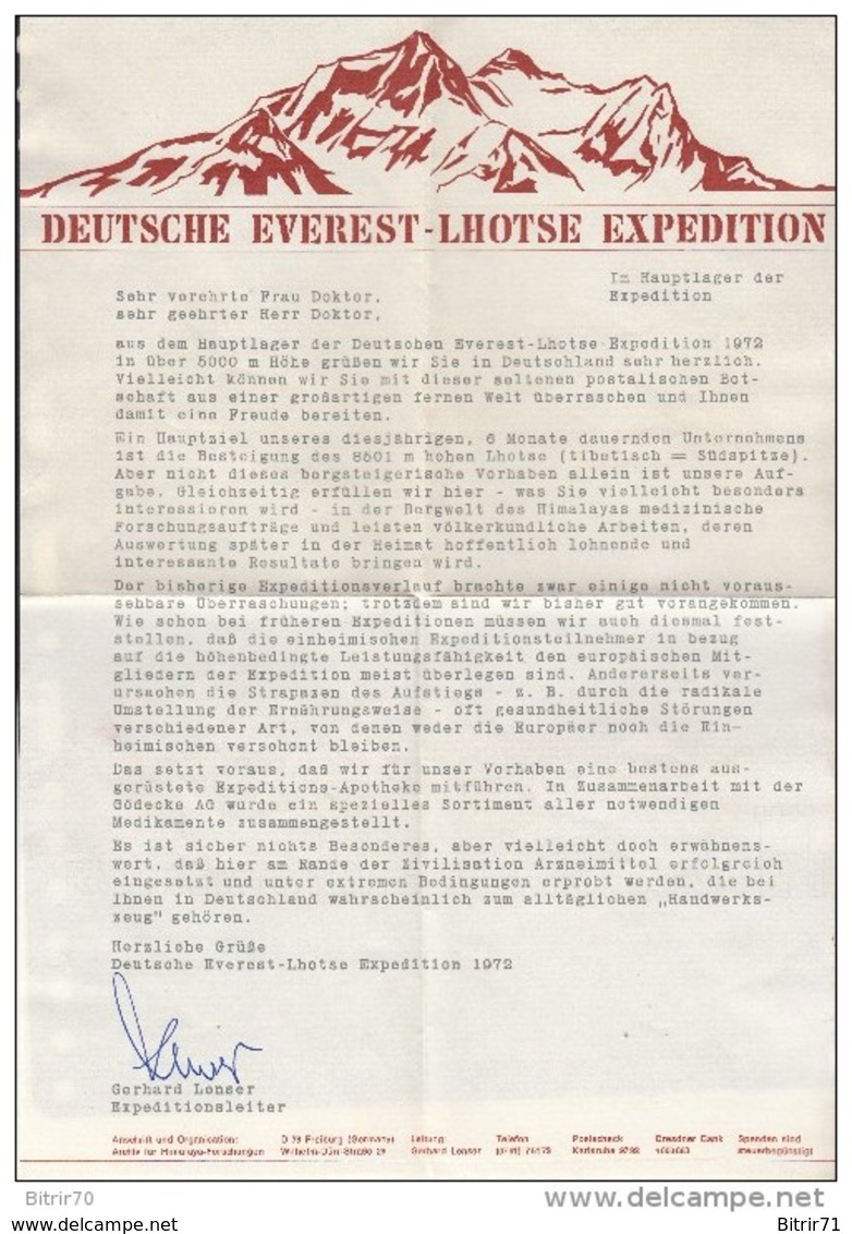 DEUTSCHE EVEREST - LHOTSE EXPEDITION    KATMANDU - GÖTTINGEN  1972 - Nepal