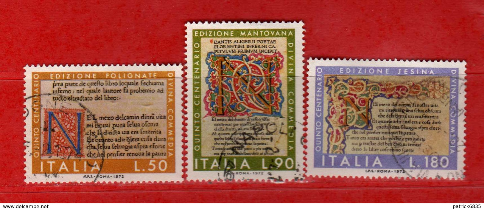 ITALIA - 1972 - 5° Cent. Delle Prime Tre Edizioni Della Divina Commedia - 1971-80: Usati