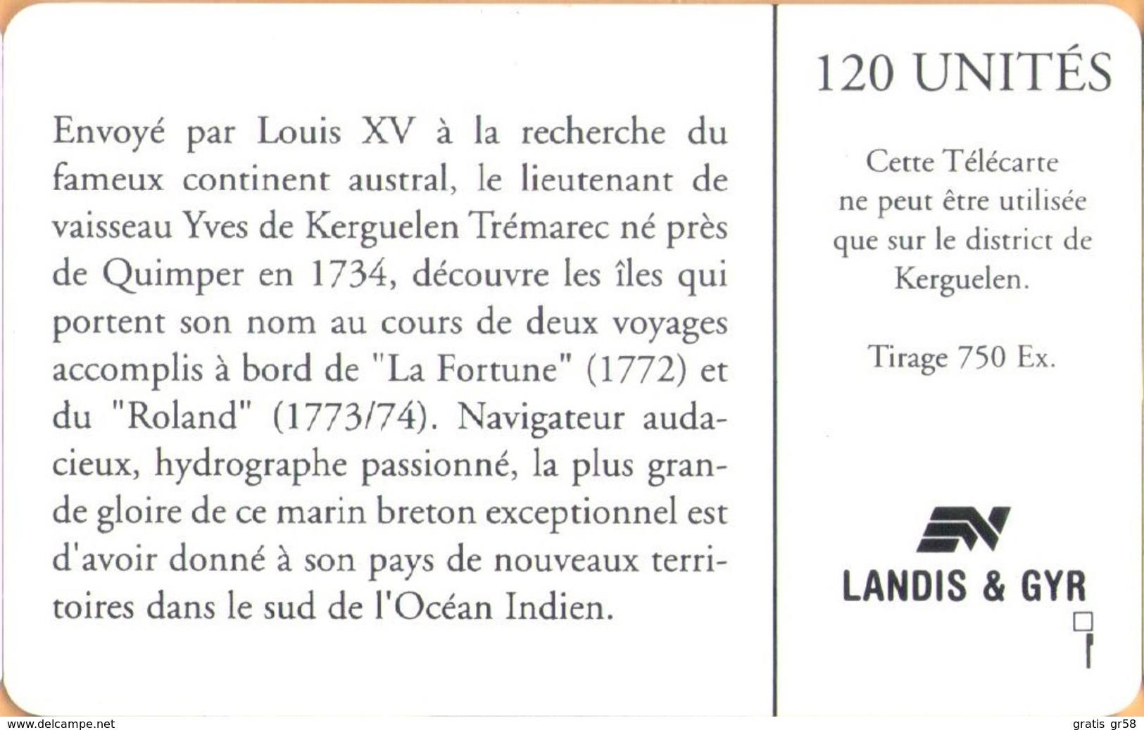 TAAF - TF-STA-0012, Amiral De Kerguellen 1734-1797, Famous People, Stamps, 750ex, 7/97, Mint / Unused - TAAF - Territori Francesi Meridionali