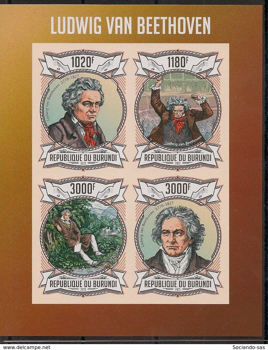 Burundi - 2013 - N°1962 à 1965 - Beethoven - Non Dentelé / Imperf. - Neuf Luxe ** / MNH / Postfrisch - Cote 18€ - Musique