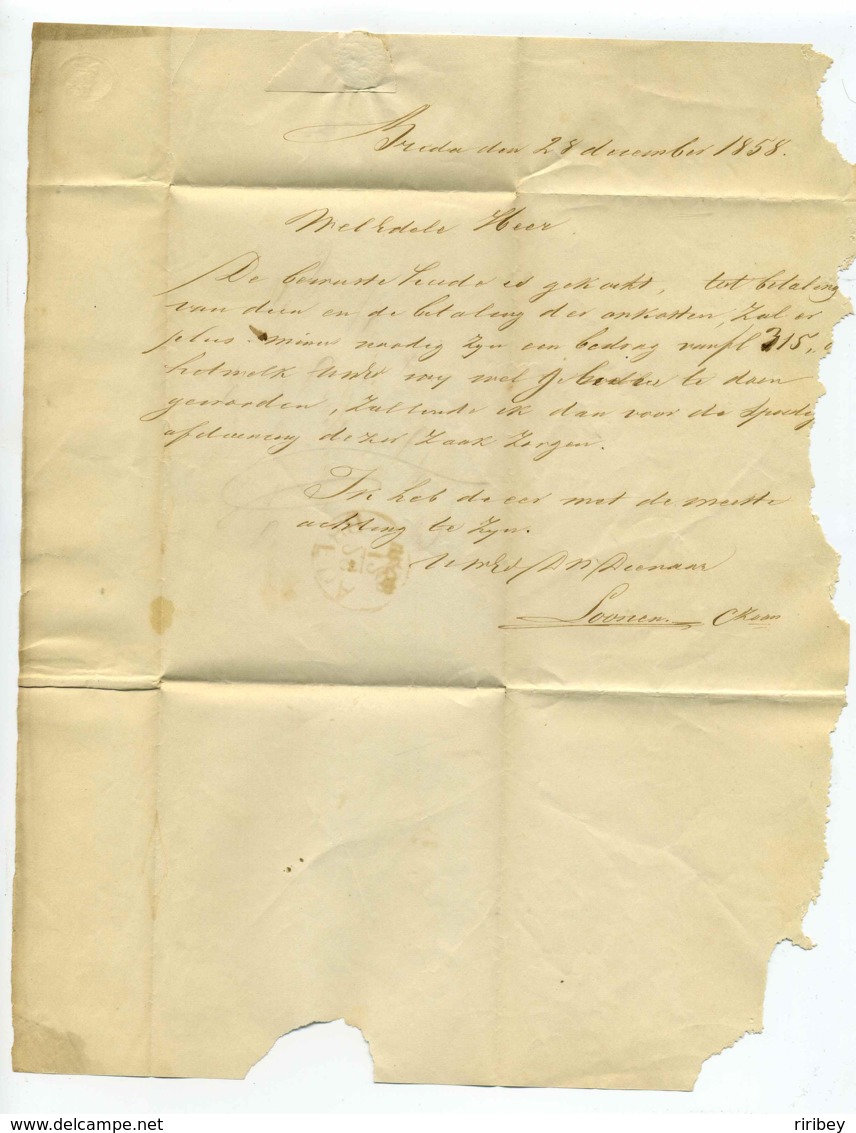 Letter From BREDA / Netherlands / December 28 , 1858 - Lettres & Documents