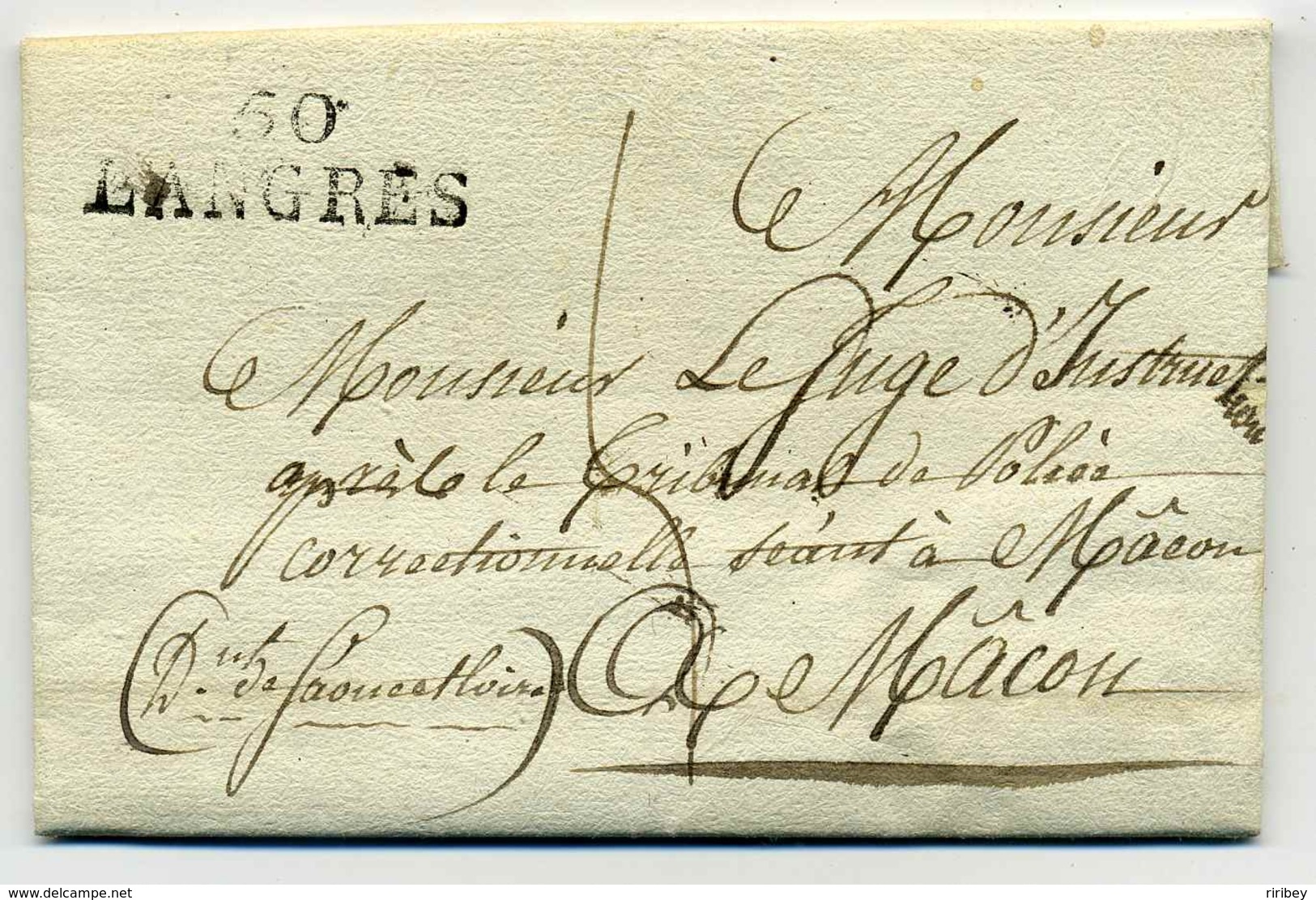 MP 50 LANGRES / Lettre D'un Detenu De La Maison D'Arrêt De Langres / Dept De Haute Marne / 1822 - 1801-1848: Voorlopers XIX