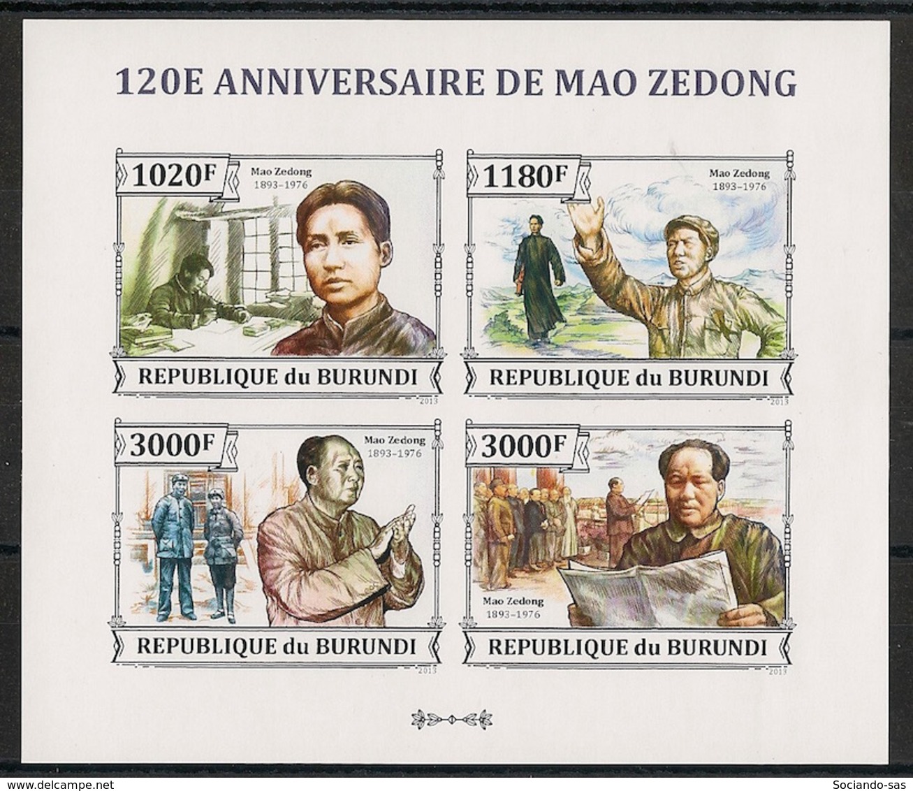 Burundi - 2013 - N°2178 à 2181 - Mao Tse-Tung - Non Dentelé / Imperf. - Neuf Luxe ** / MNH / Postfrisch - Cote 18€ - Mao Tse-Tung