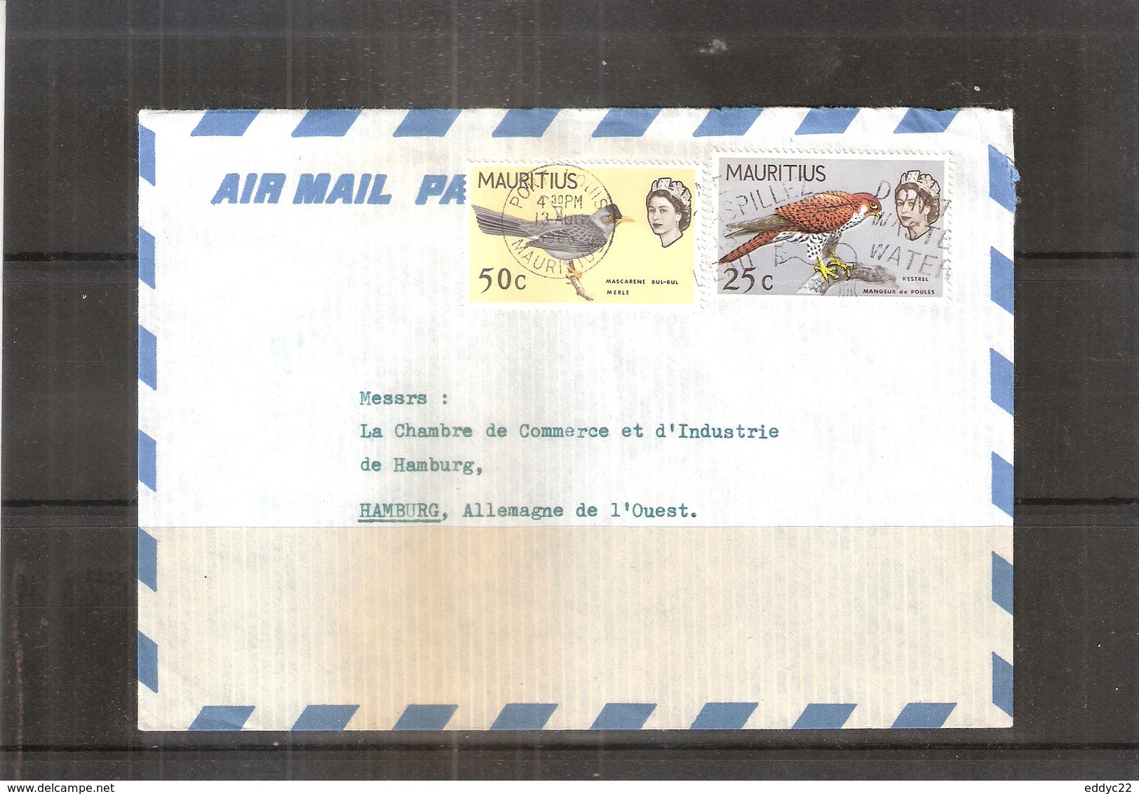 Lettre De Maurice Vers Allemagne De L'ouest - 1968 - Oiseaux (à Voir) - Maurice (1968-...)