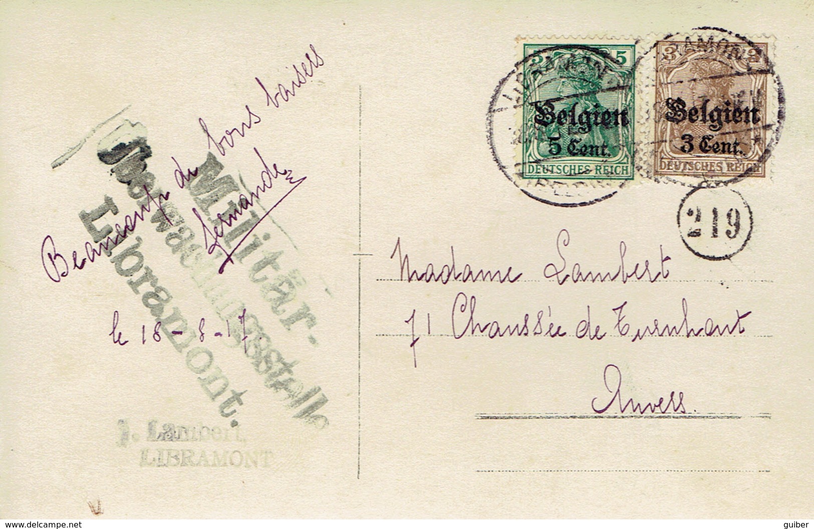 Marque Postale Militaire Allemande Guerre 1914/18 Libramont - Armada Alemana