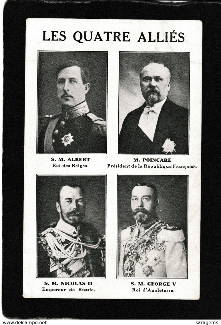 Belgium-Les Quatre Allies,S.M.Albert;M.Poincare;S.M.Nicolas 11;S.M.George V1 ,1910s - Antique Postcard - Other & Unclassified