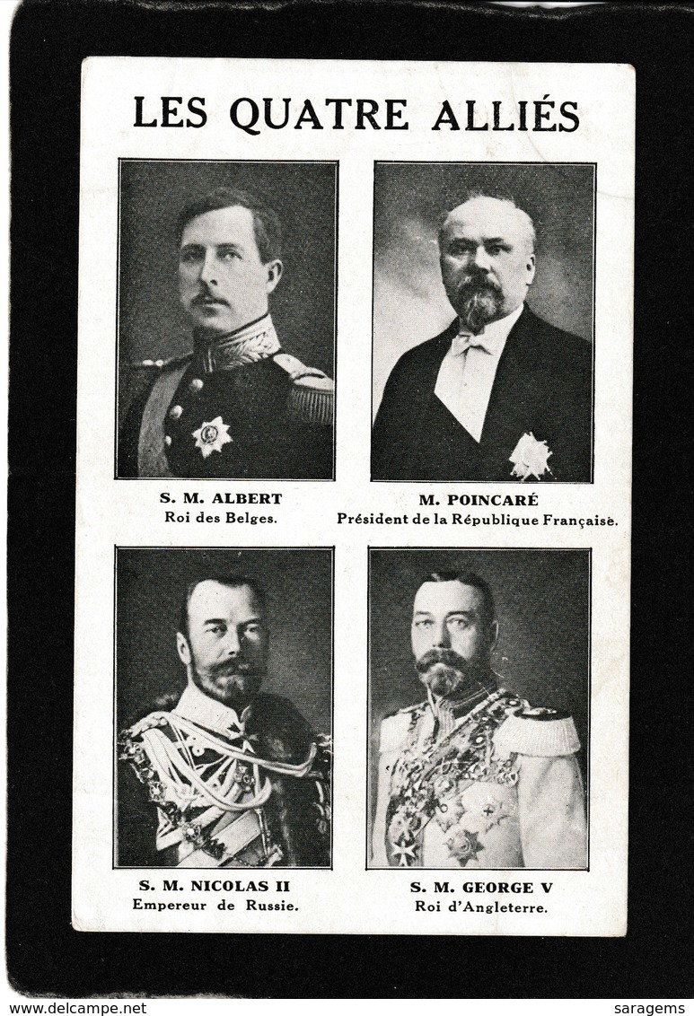 Belgium-Les Quatre Allies,S.M.Albert;M.Poincare;S.M.Nicolas 11;S.M.George V1 ,1910s - Antique Postcard - Altri & Non Classificati