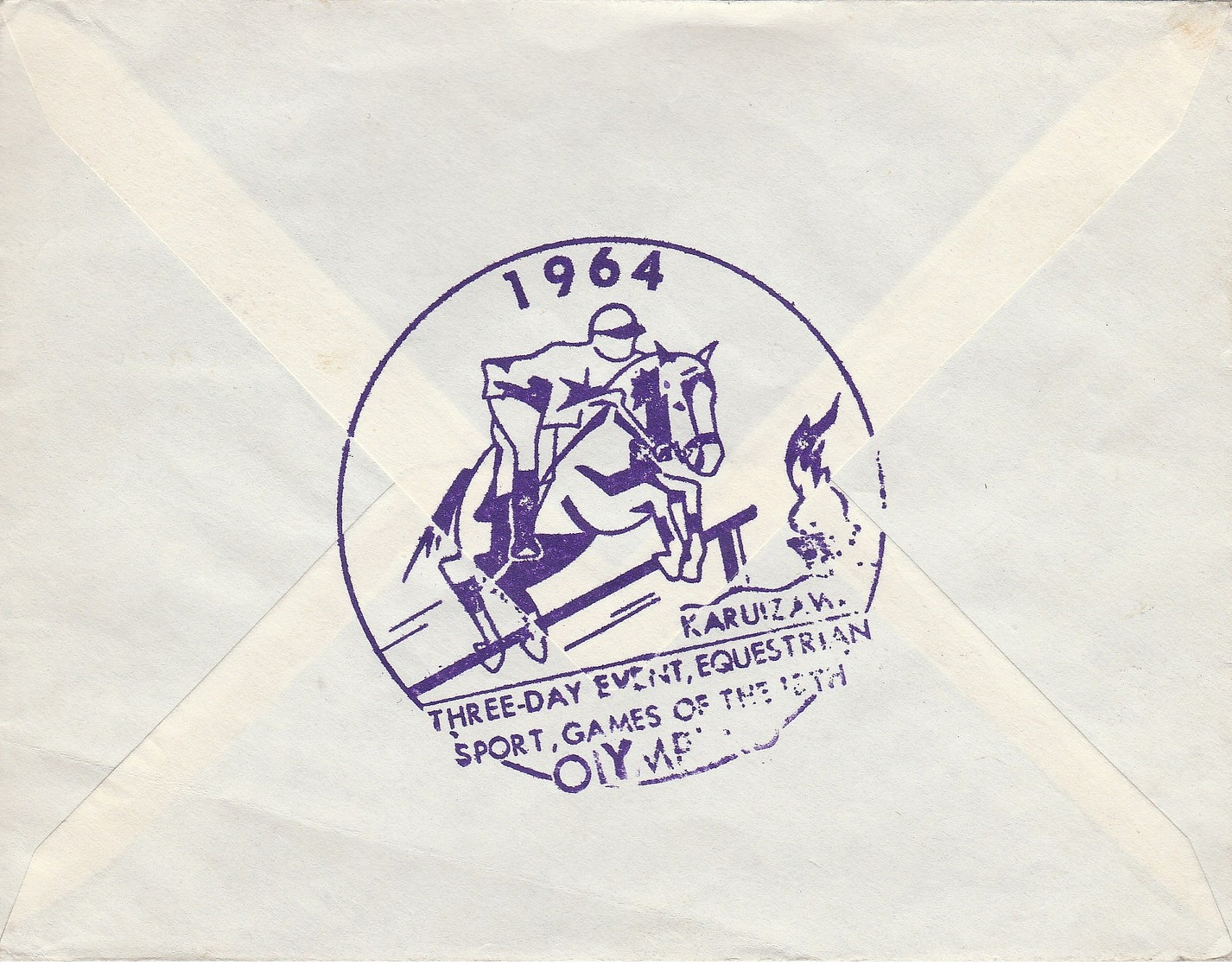 LSC 1964 -Cachet Karuizawa   Sur Timbre Et Au Dos 1964  KARUIZAWA Sport Equestre / Cheval Saut D'obstacle (Olympique ?) - Lettres & Documents