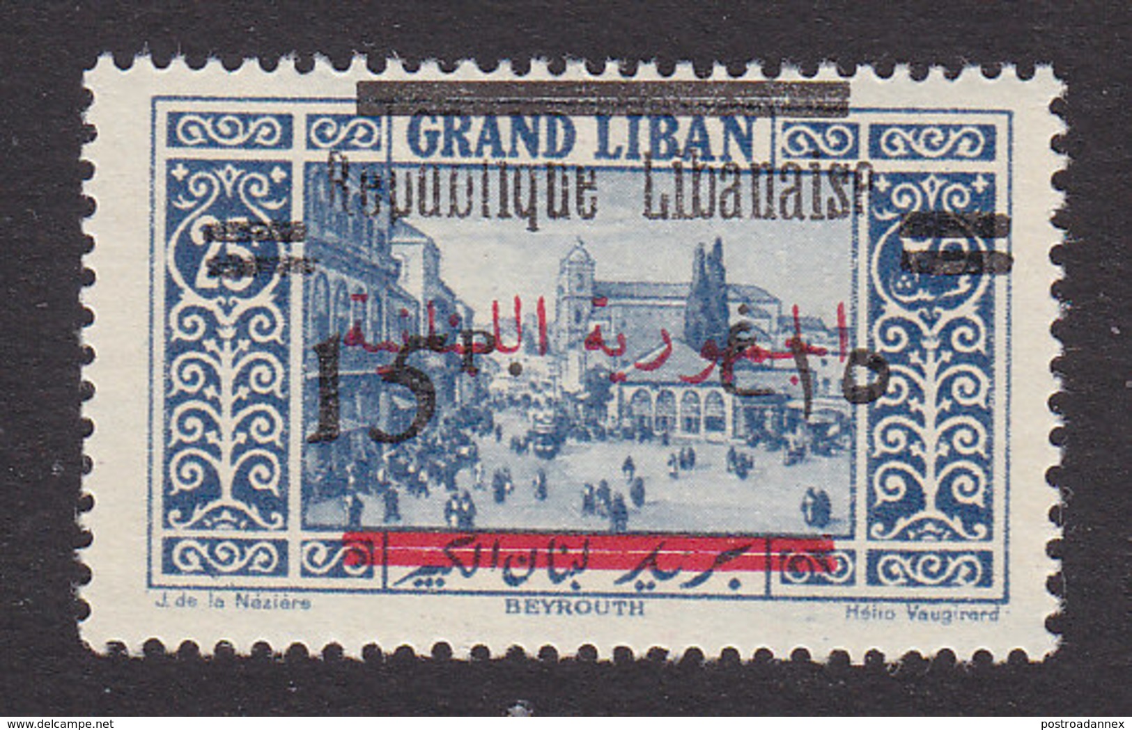 Lebanon, Scott #100, Mint Hinged, Scenes Of Lebanon Overprinted, Issued 1928 - Unused Stamps