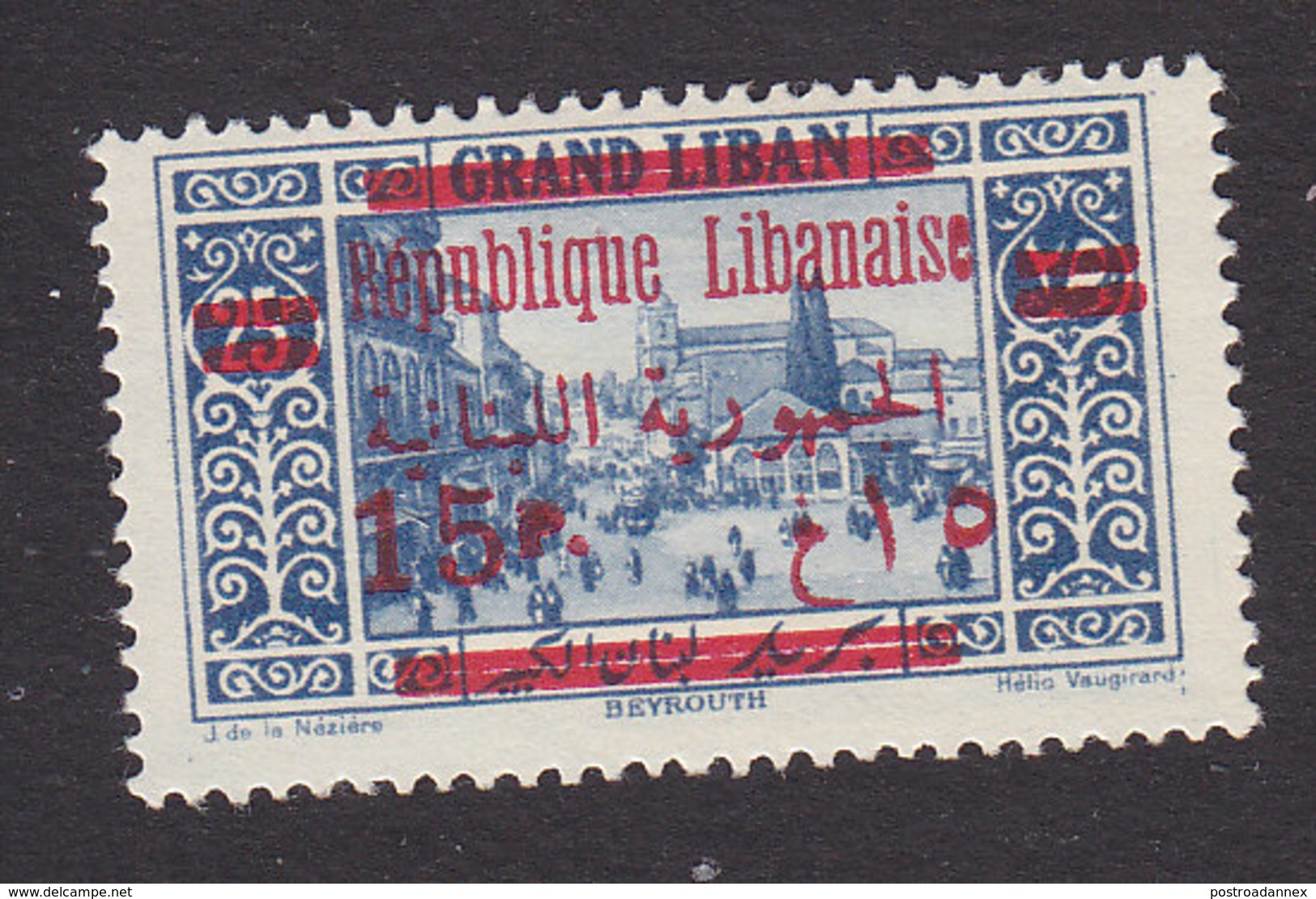 Lebanon, Scott #106, Mint Hinged, Scenes Of Lebanon Overprinted, Issued 1928 - Unused Stamps