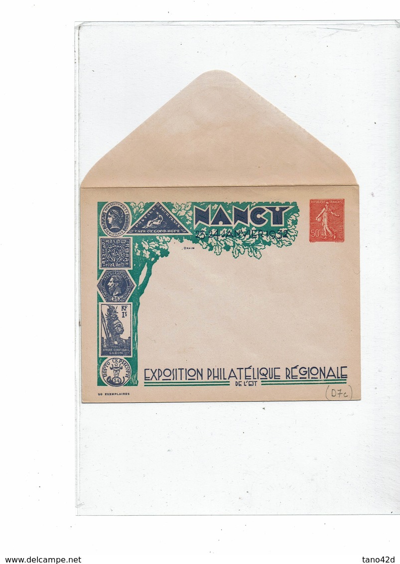 VIS1 - EP EN SEMEUSE LIGNEE 50c TSC EXPOSITION PHIL. NANCY 1932 - Enveloppes Types Et TSC (avant 1995)