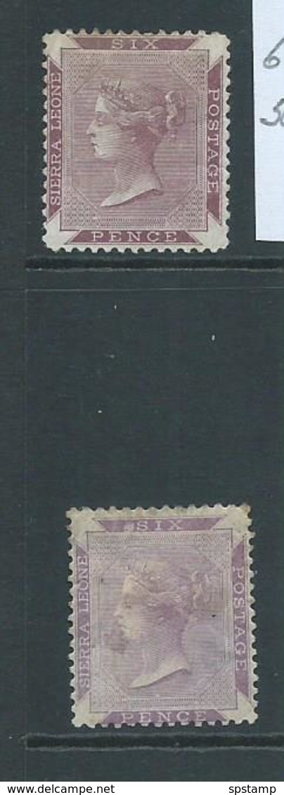 Sierra Leone 1889 QV 6d Purple Lake 2 Mint Copies With Faults - Sierra Leone (...-1960)