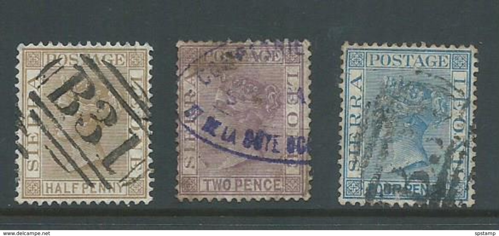 Sierra Leone 1883 QV Part Set 3 Used , One With Better Postmark - Sierra Leone (...-1960)