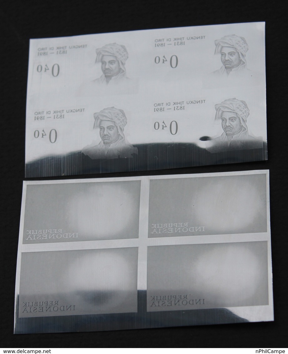 KPI-309.INDONESIE Heroes 1961, Block 4, 40sen, Tenku Tjhik Di Tiro, Piece Of Printing Plate! Rare !!! - Indonesia